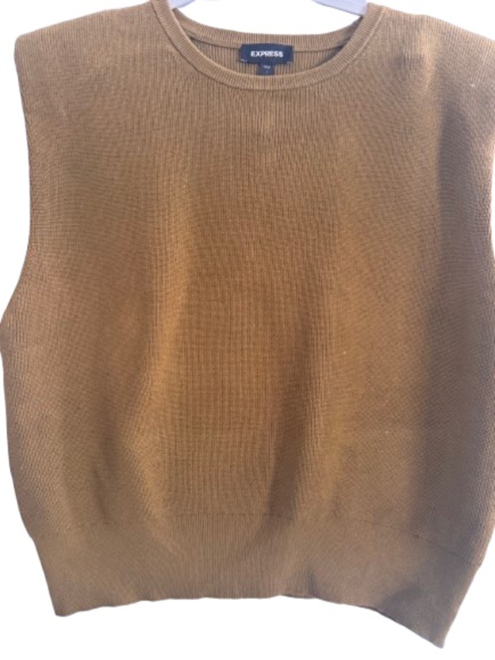 Express Ribbed Knit Sleeveless Tank - Camel